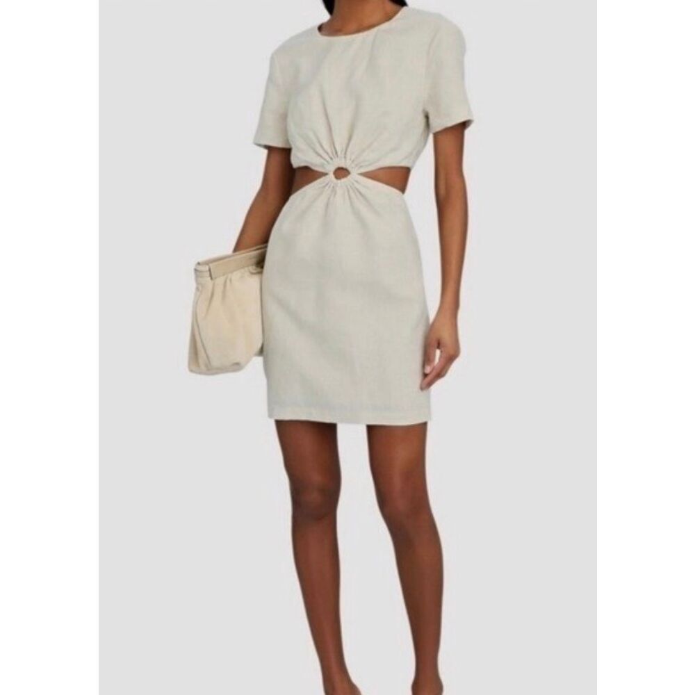 NWT Staud Epona 100% Natural Linen Side Cutout Mini Dress Women's XL
